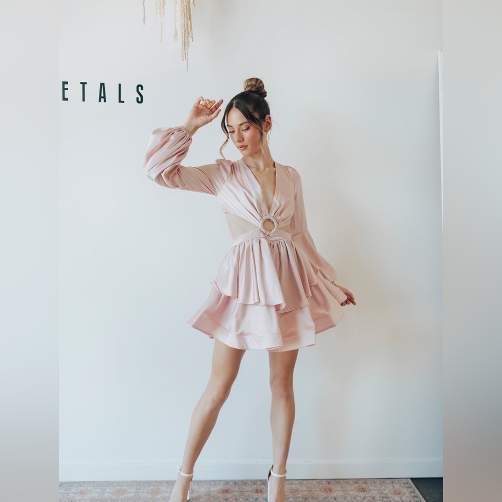 Untamed Petals - Blush Mini Dress. Size Large